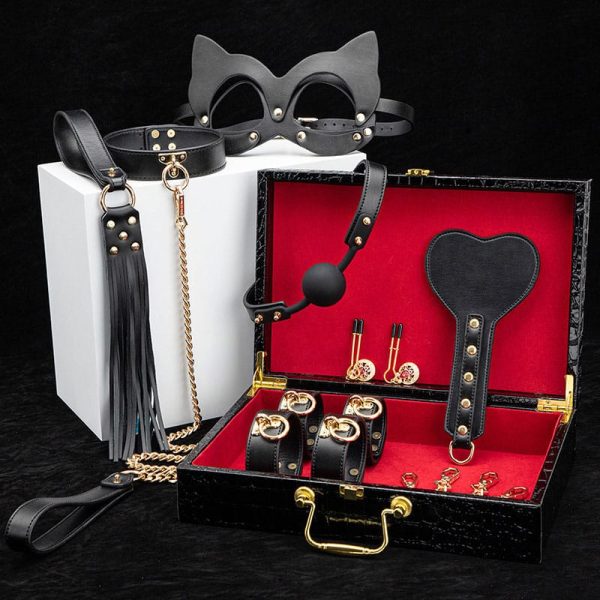 black bondage sets with a box