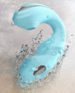 A cyan freya's rabbit vibrater in water