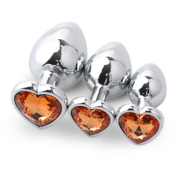 3 orange heart anal plug​ sets