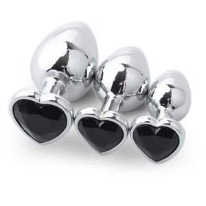 3 black heart anal plug​ sets