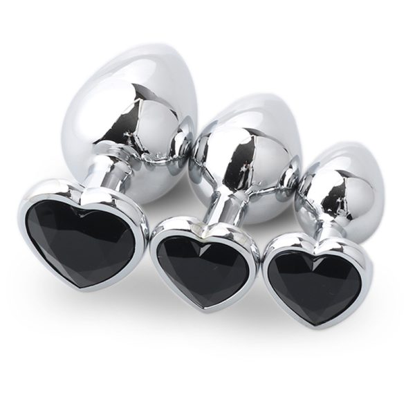 3 black heart anal plug​ sets