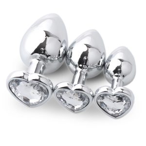 3 white heart anal plug​ sets
