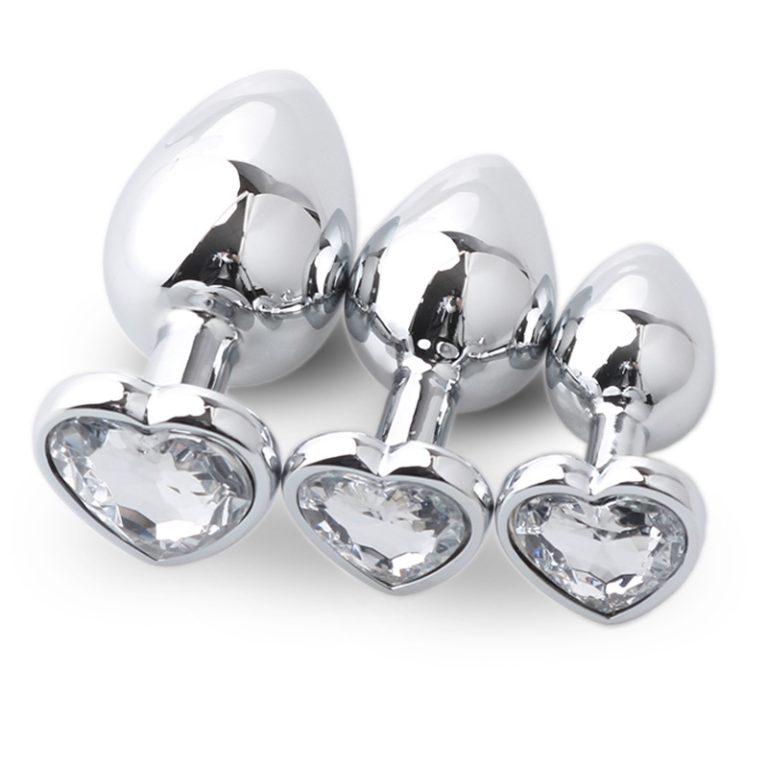 3 white heart anal plug​ sets