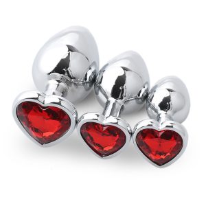 3 red heart anal plug​ sets