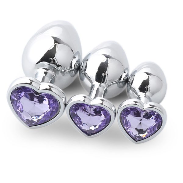 3 lavender heart anal plug​ sets