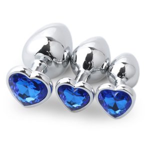 3 blue heart anal plug​ sets