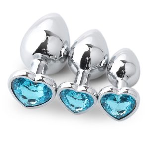 3 PaleTurquoise heart anal plug​ sets