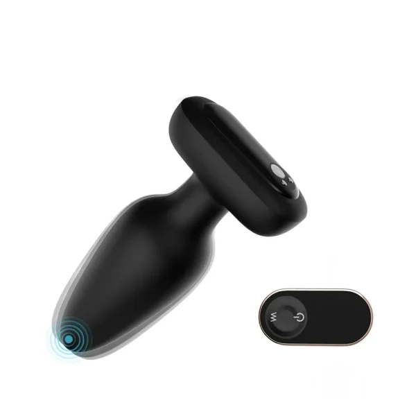 Black vibrating butt plug with remote