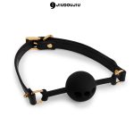 a black silicone ball gag