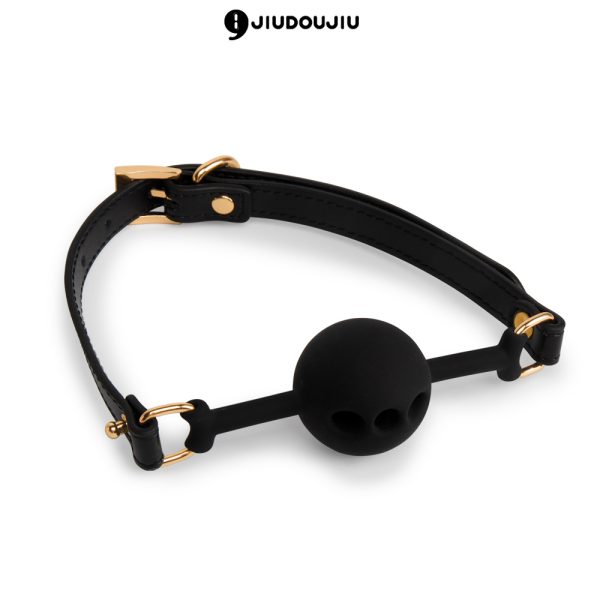 a black silicone ball gag