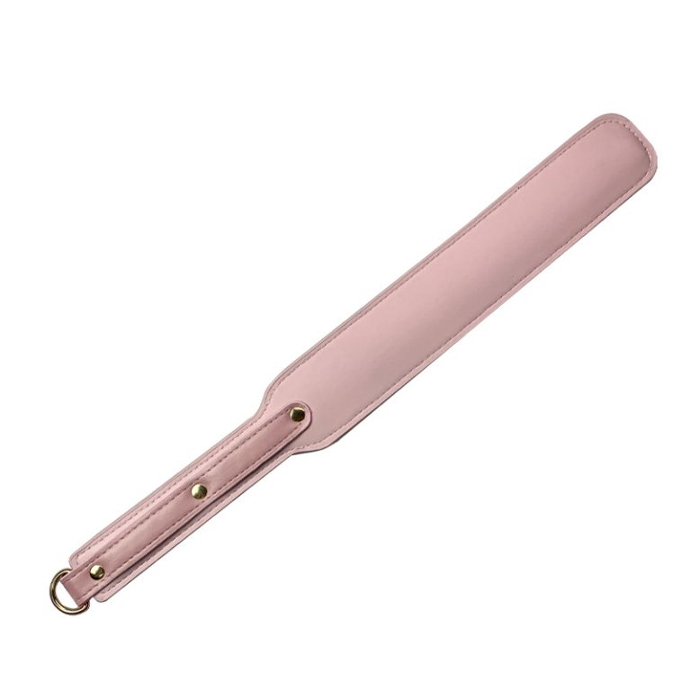 a pink leather BDSM paddle