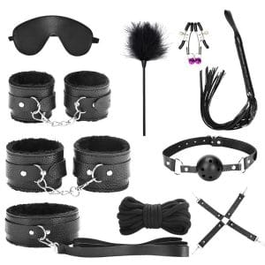 10 pieces black bondage sets bdsm