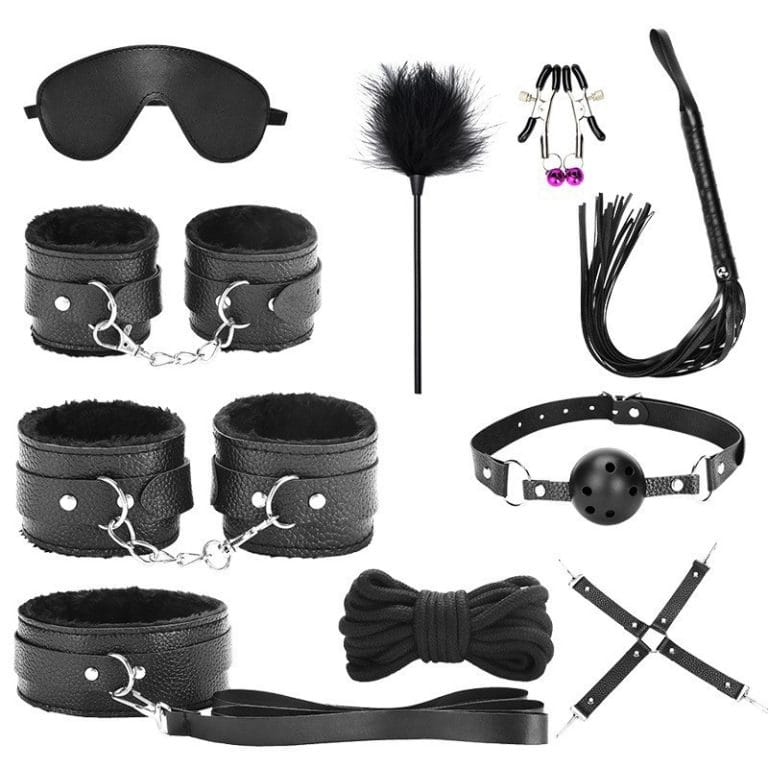 10 pieces black bondage sets bdsm