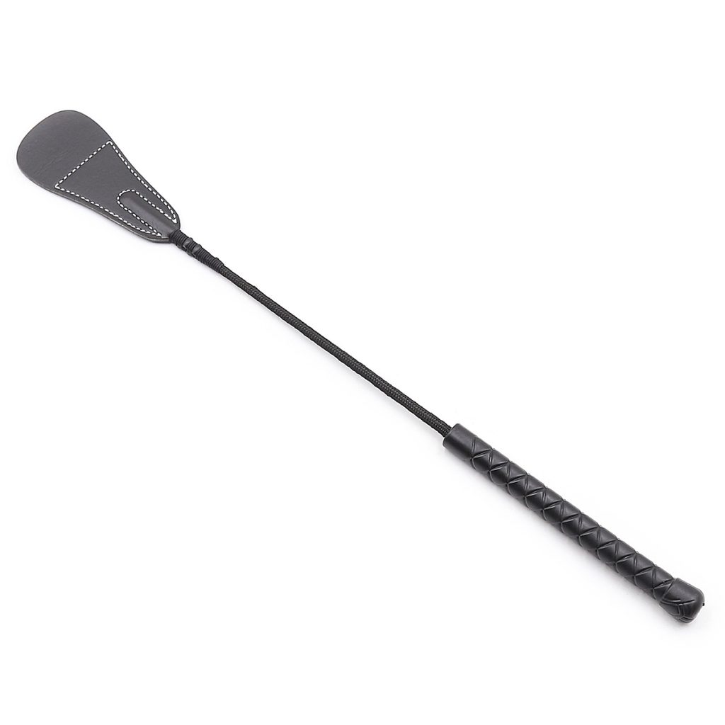a black leather riding crop