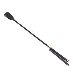 a black leather riding crop