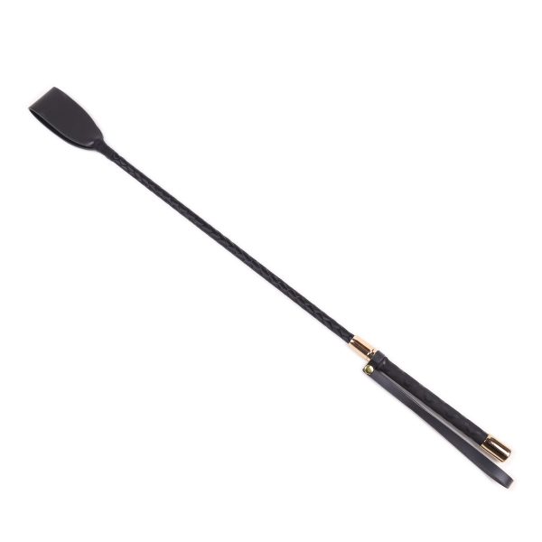 a black leather riding crop