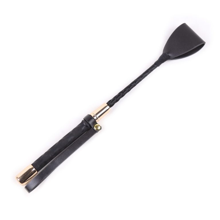 a black leather riding crop