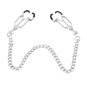 a silver nipple and clit clamps
